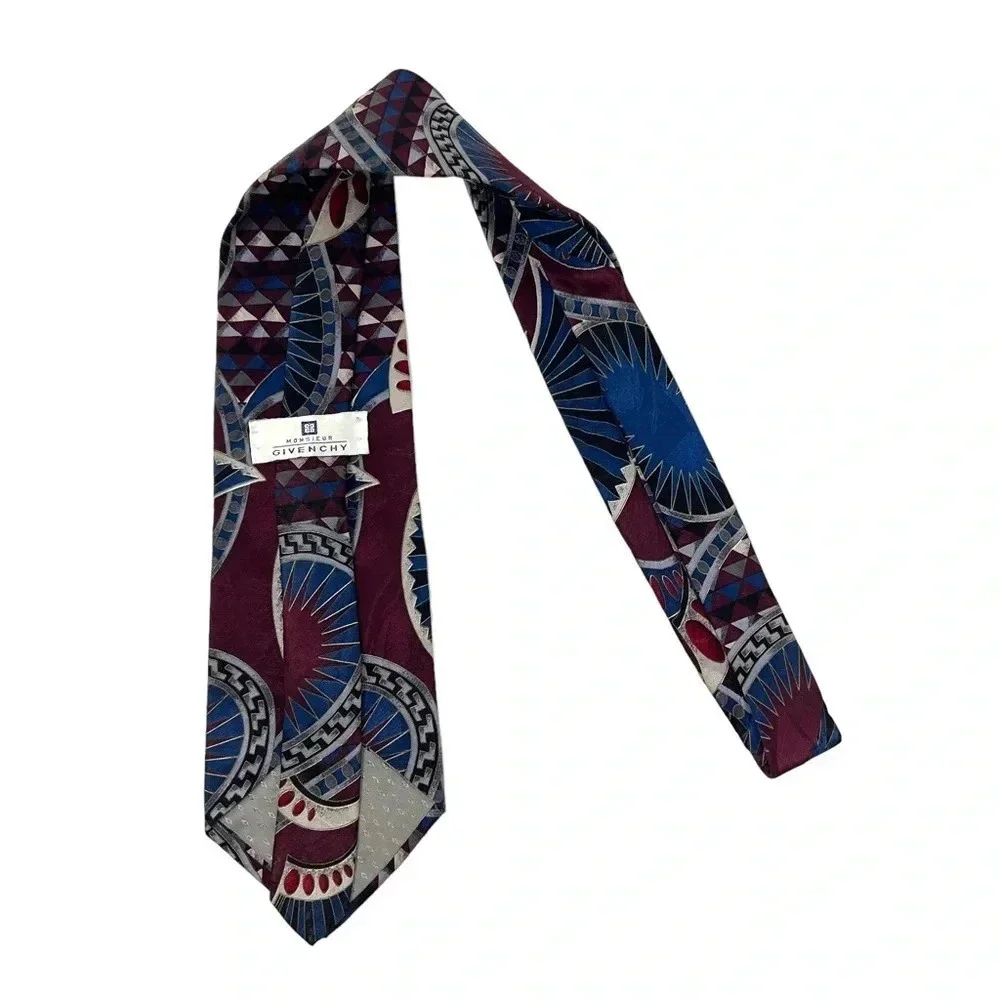 Vintage GIVENCHY Monsieur Silk Tie 90s Abstract Geometric Art Deco Necktie